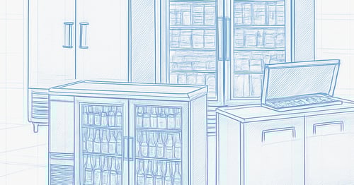 Lineup of commercial reach in coolers used by Michigan restaurants and stores