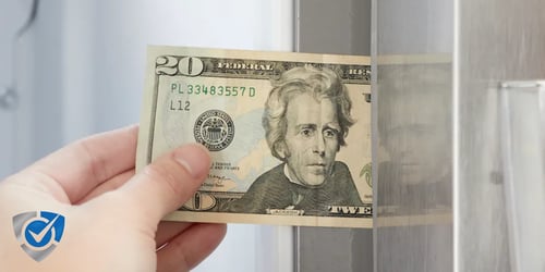 Dollar Bill Test On Commercial Kitchen Cooler Door